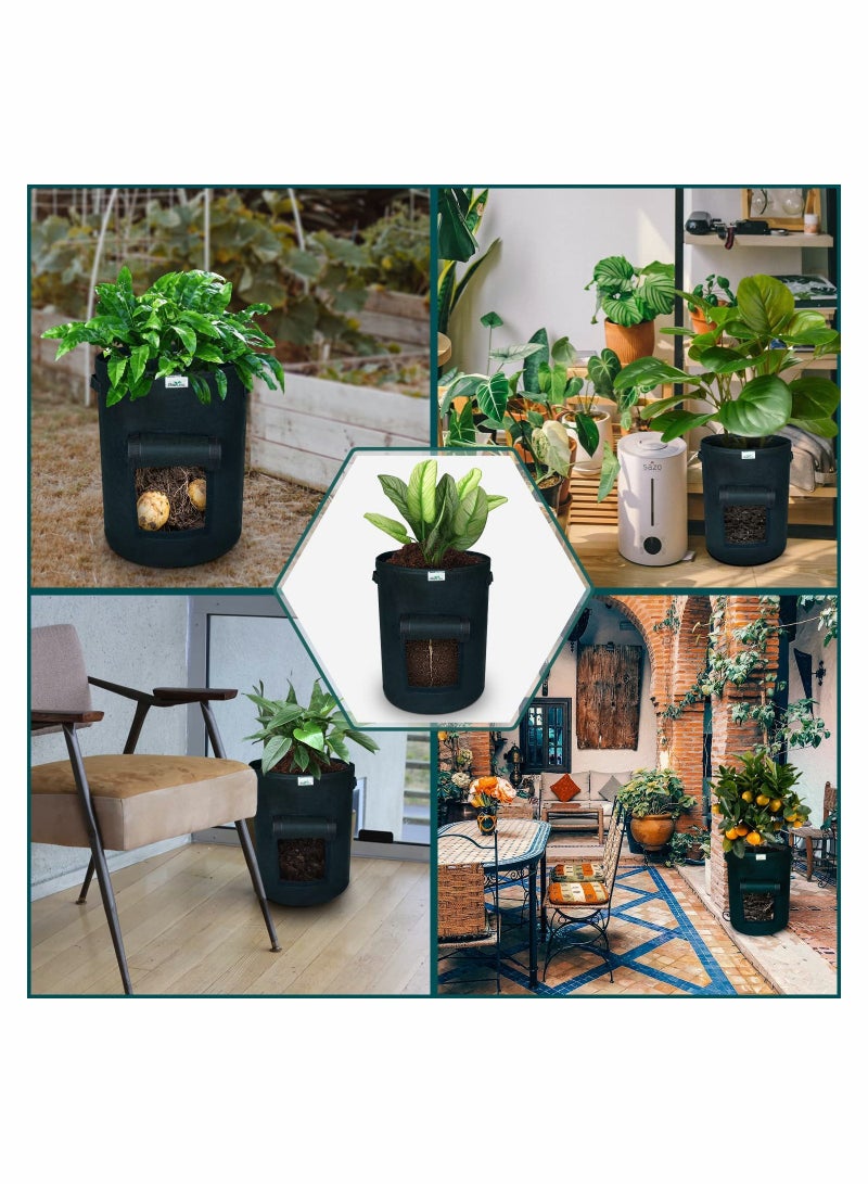 أكياس زراعة سعة 7 جالون مع لسان، أكياس زراعة تنفسية للخضروات والزهور - طماطم، جزر، حاويات حدائق - 3 عبوات - Image 2